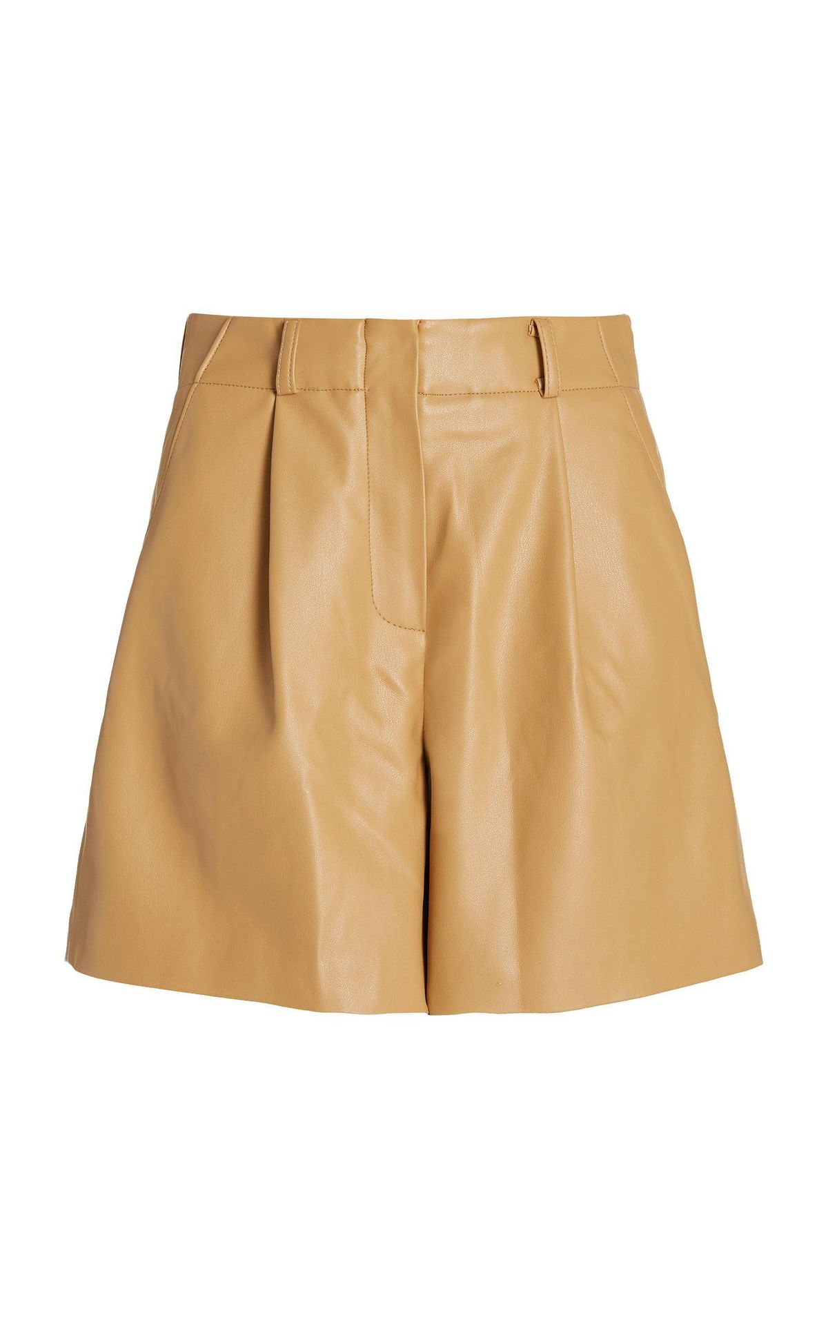 the frankie shop manon pleated vegan leather shorts