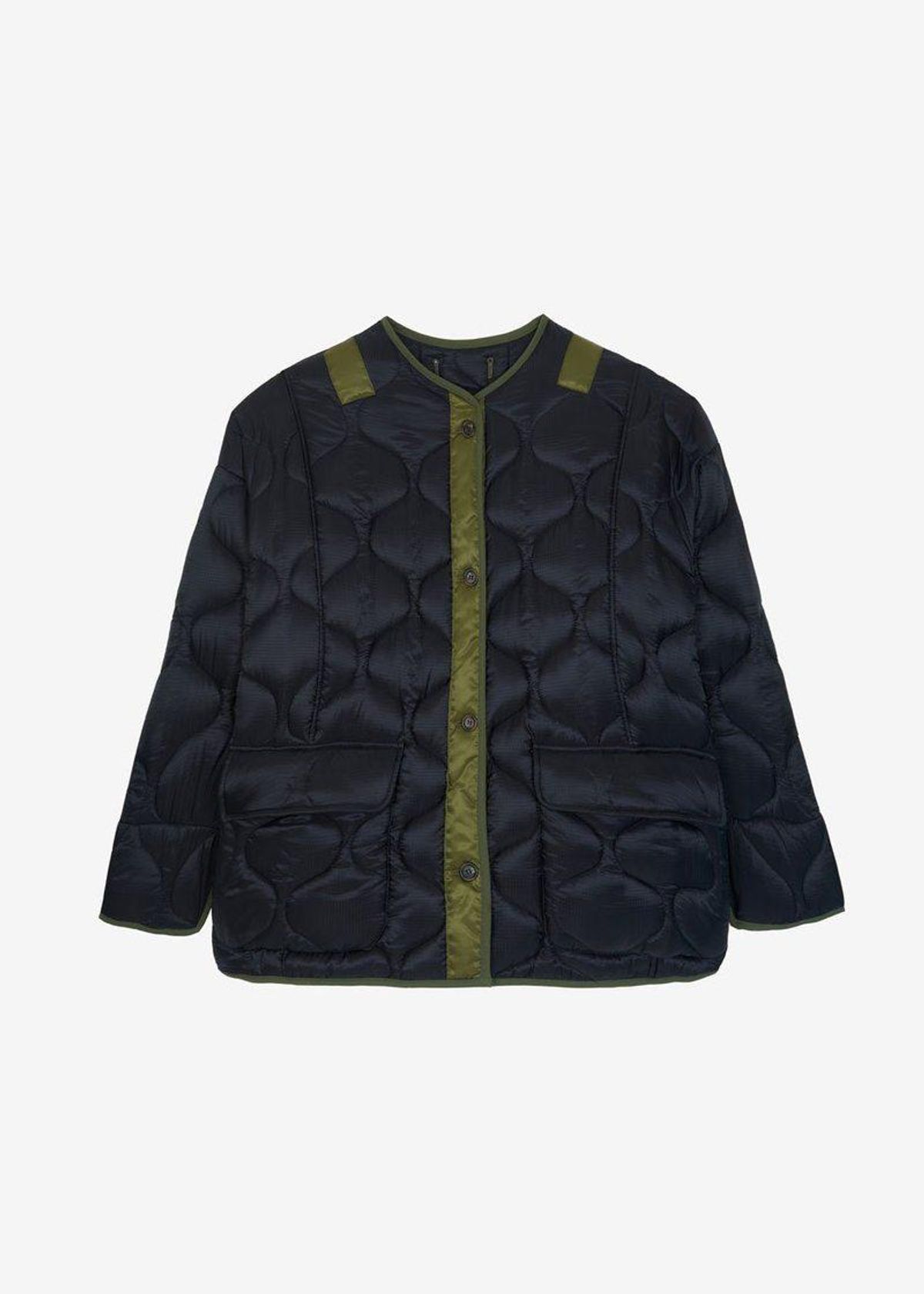 the frankie shop teddy quilted jacket black olive