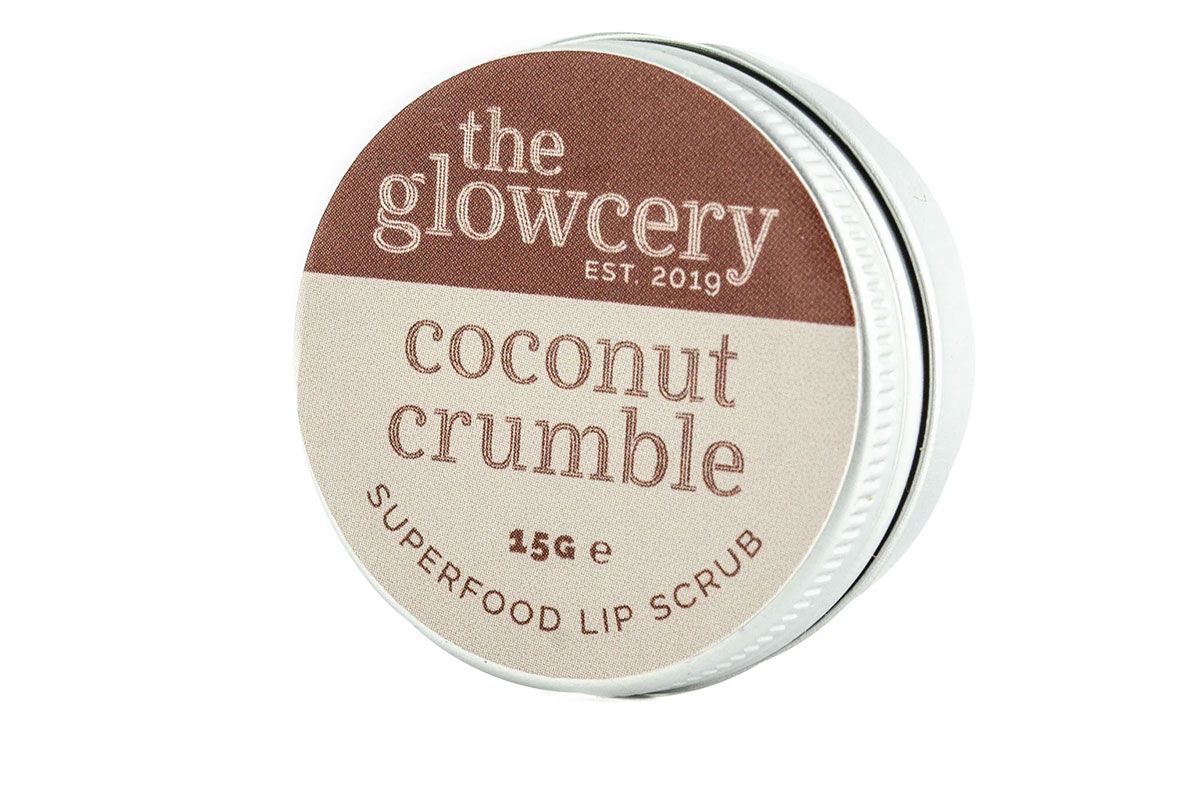 the glowcery shop coconut crumble superfood natural lip scrub