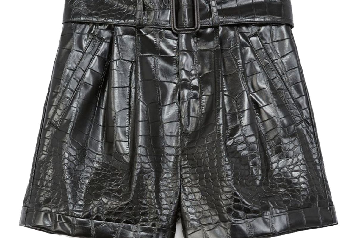 the kooples black crocodile print shorts with belt