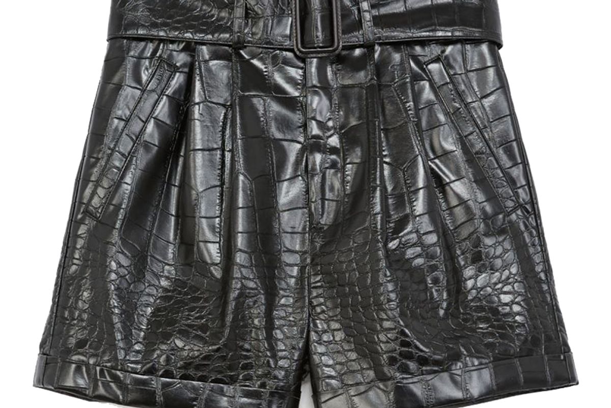 the kooples black crocodile print shorts with belt