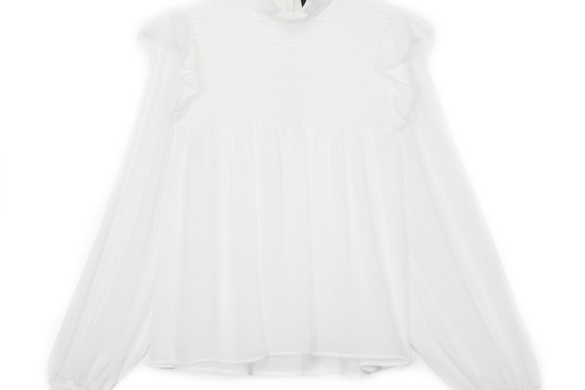 the kooples smocked viscose top