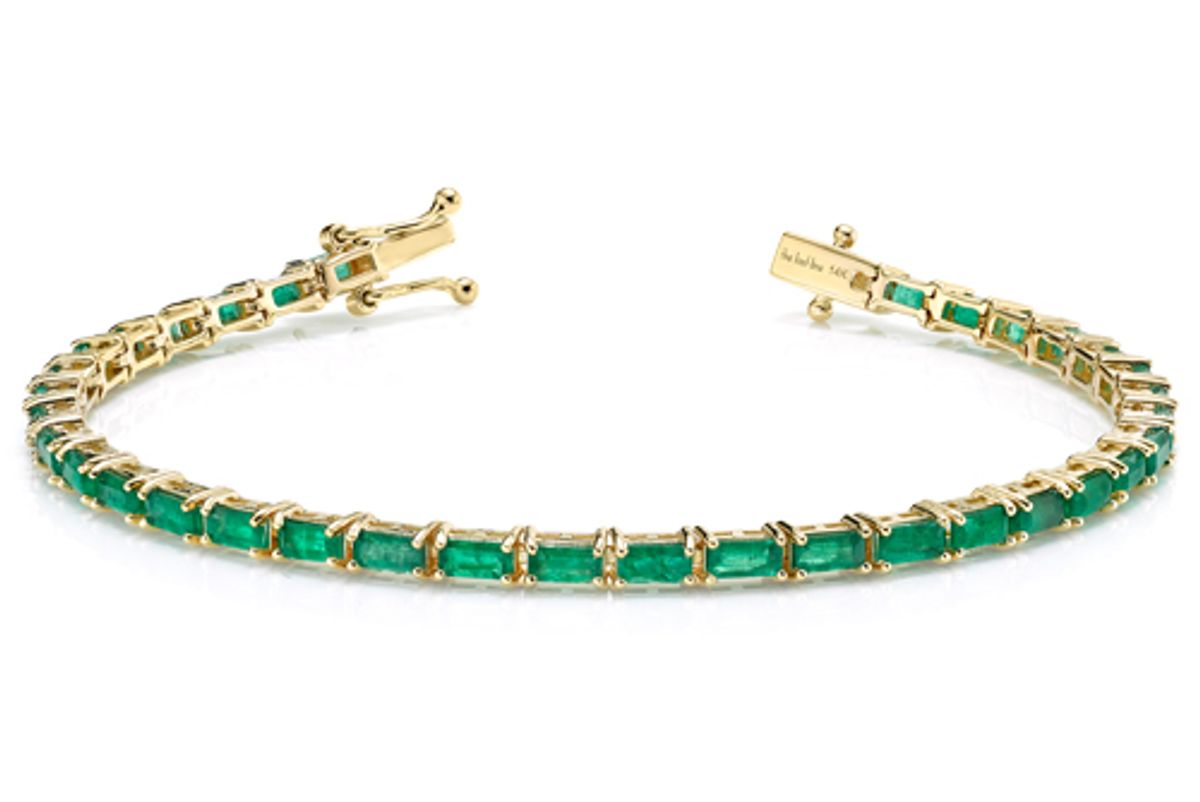 the last line emerald baguette tennis bracelet