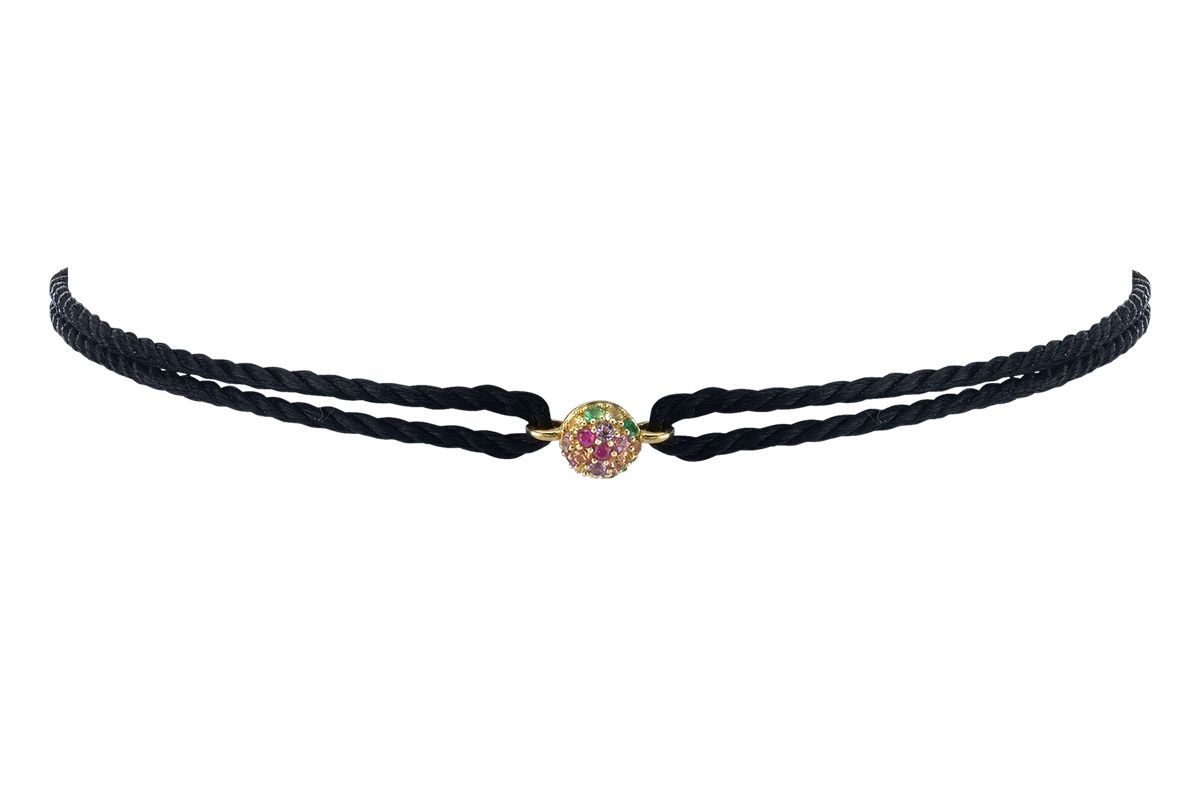 Rainbow Pave Sphere Friendship Bracelet