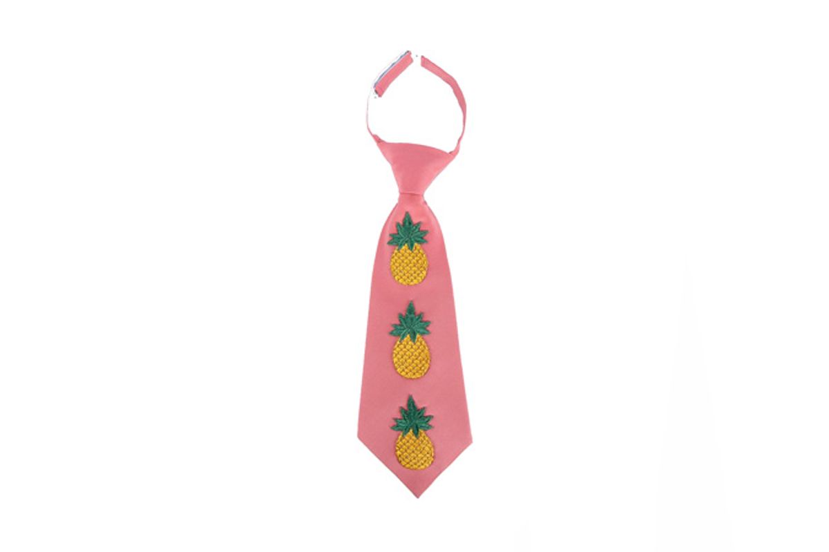 Embroidered Pineapple Silk-Blend Tie