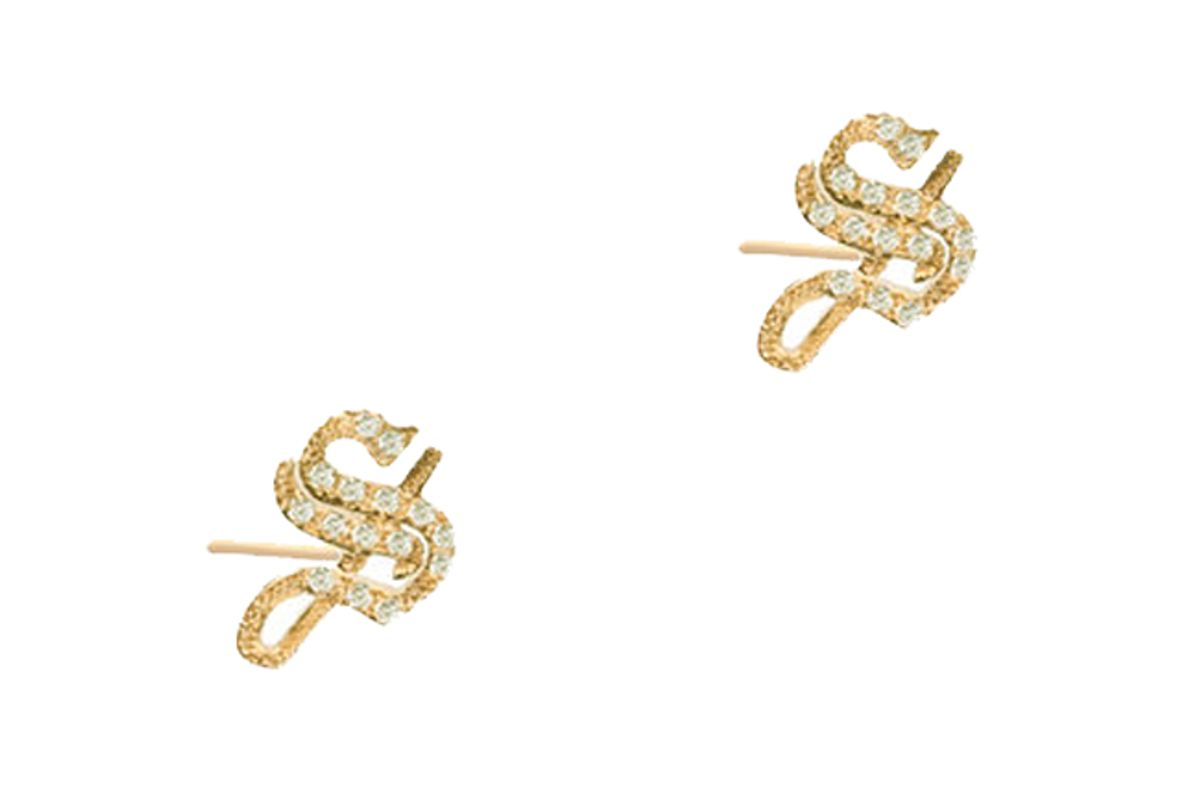 the m jewelers the gothic diamond initial stud earrings