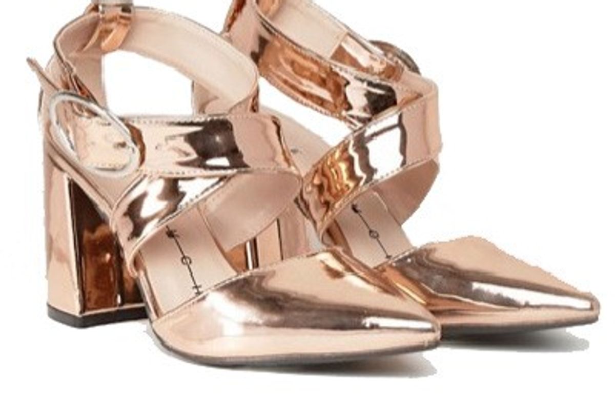 The March Rose Gold Cross Strap Heeled Shoes