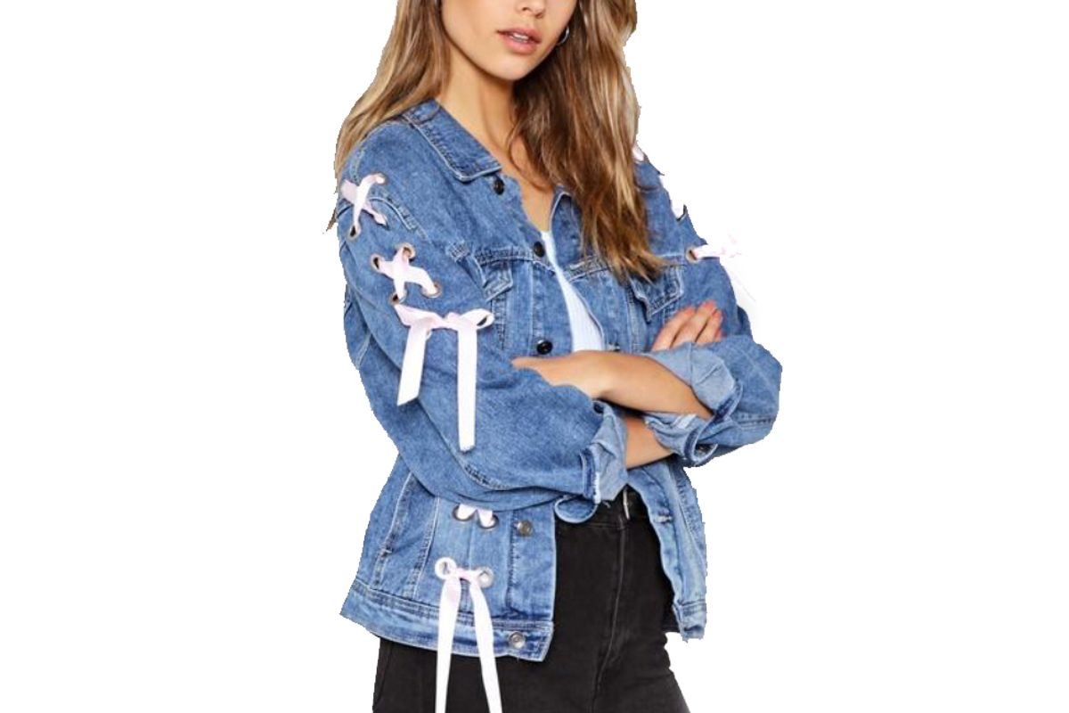 Tighten the Reins Lace-Up Denim Jacket