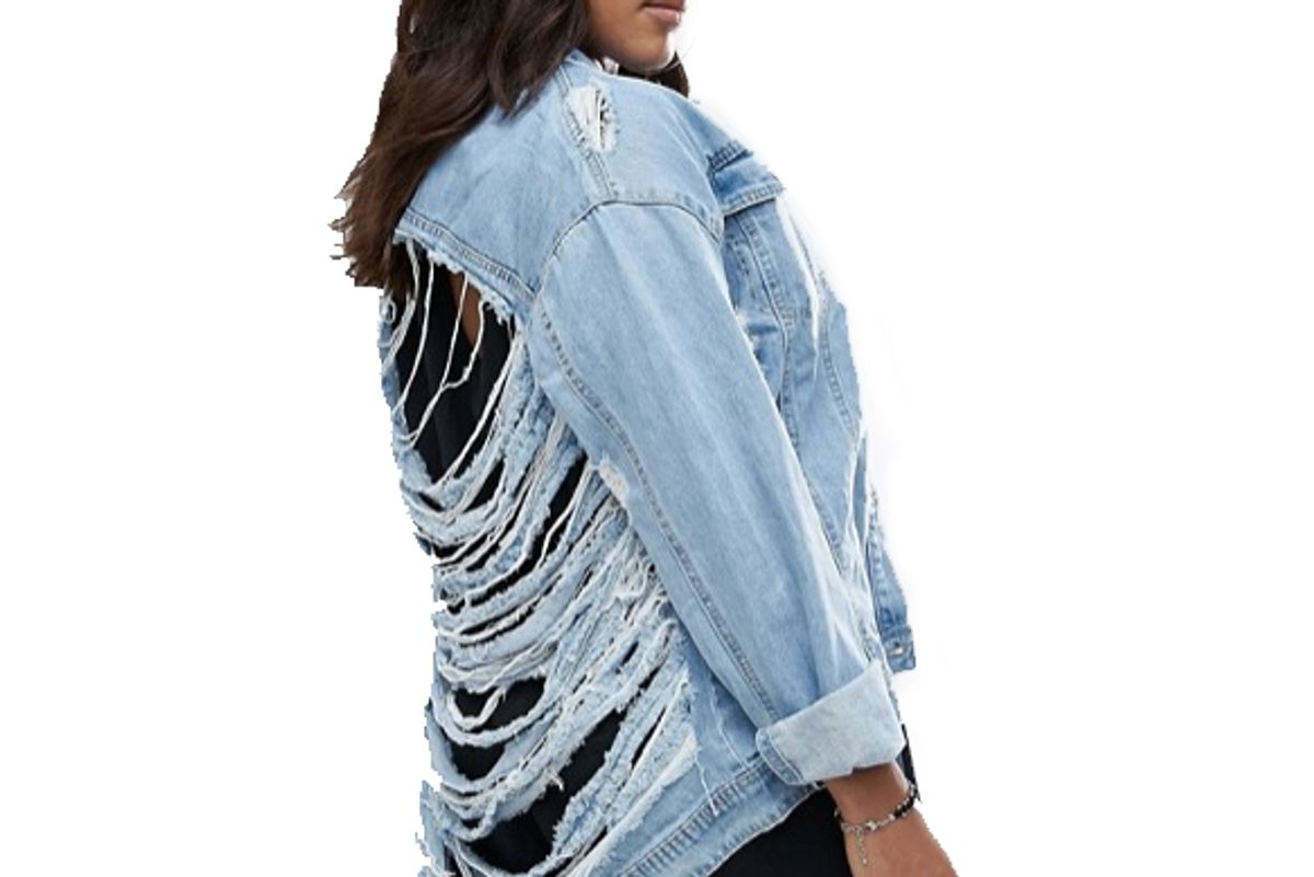 Plus Shredded Denim Jacket