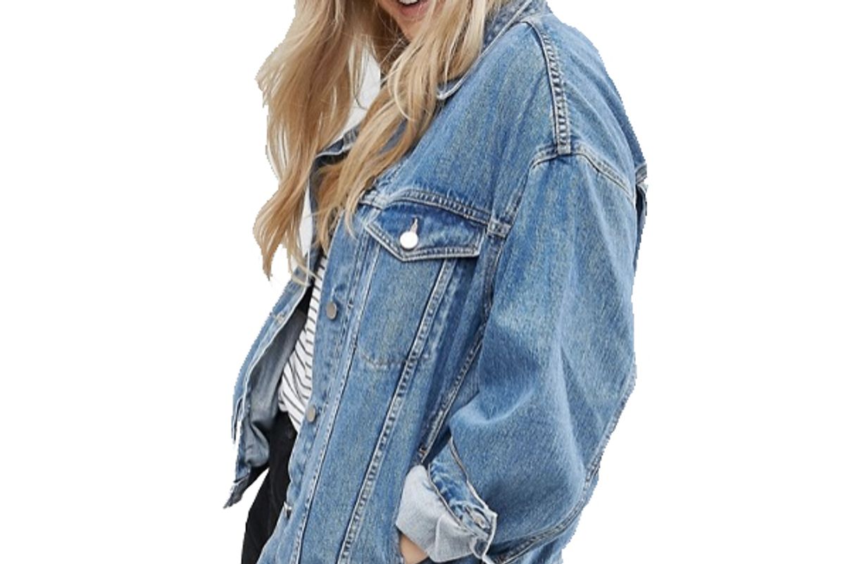 Curve Denim Girlfriend Jacket in Midwash Blue