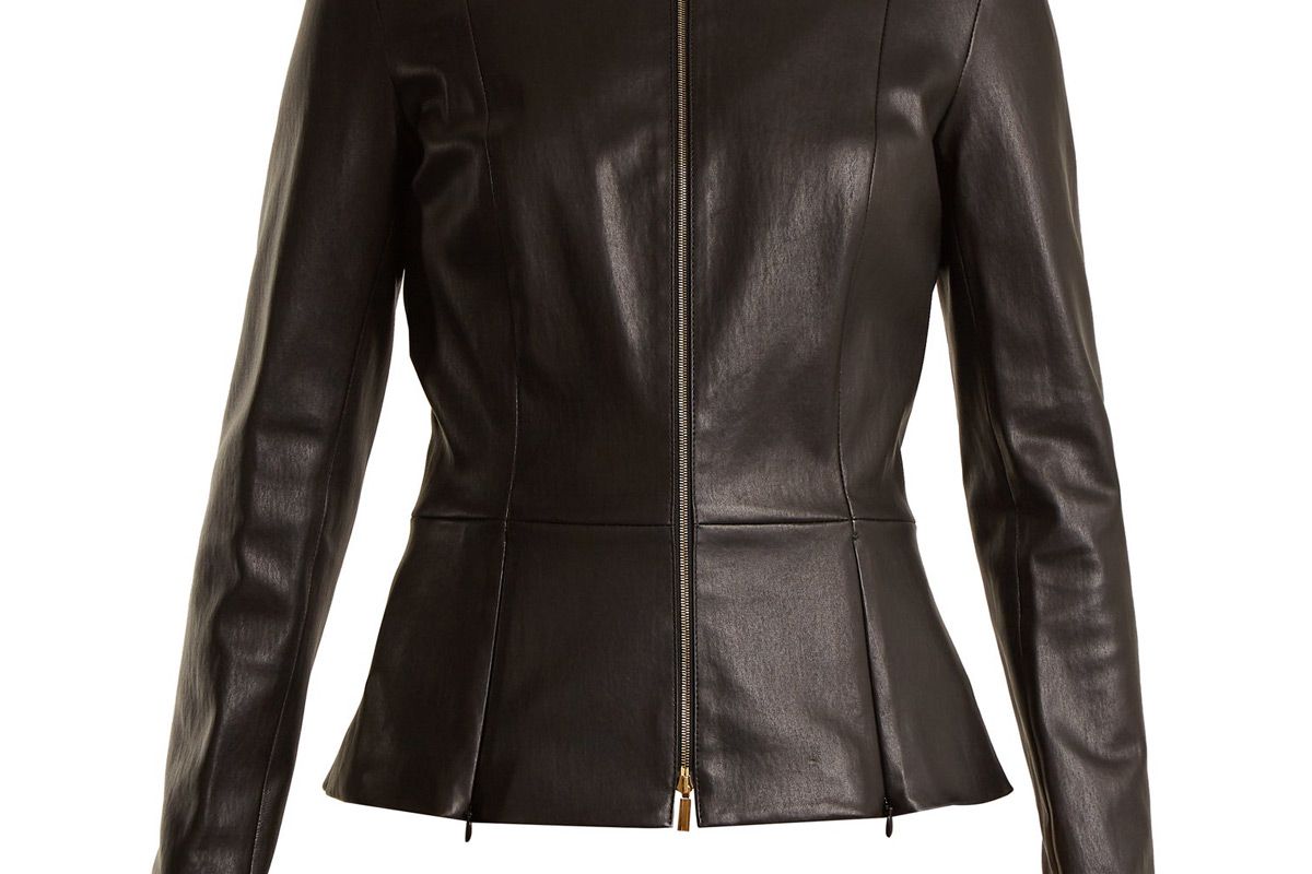 the row anaste collarless leather jacket