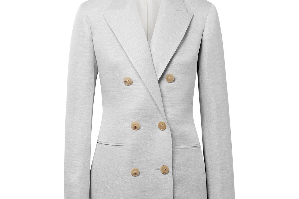 the row rupten melange silk and linen blend blazer