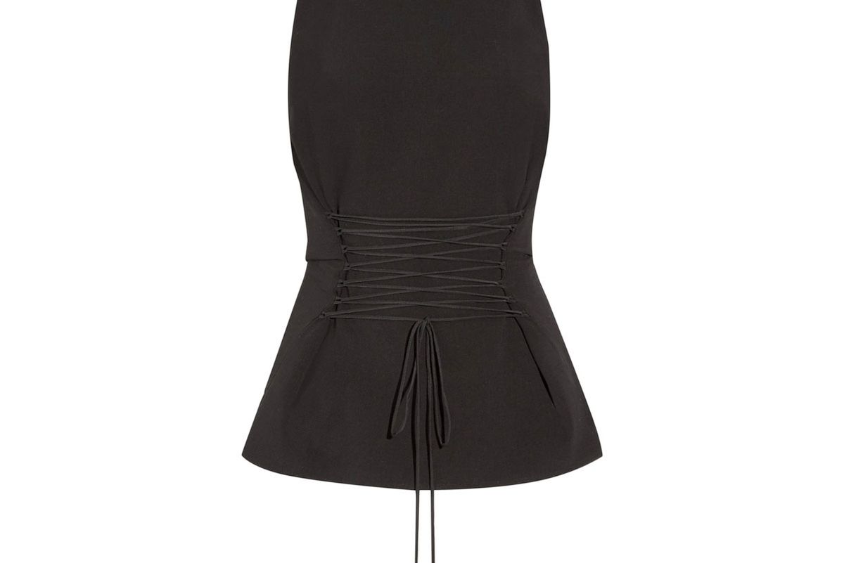 Tallo Lace-Up Stretch-Wool Peplum Top