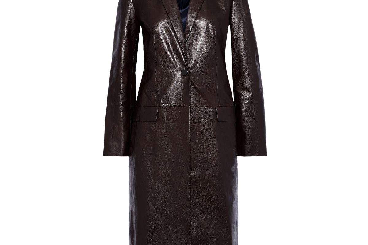 theory cracked leather coat