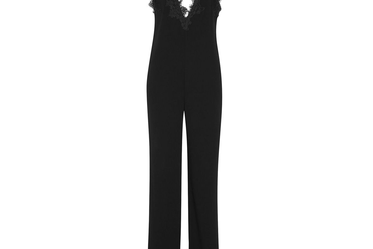 theory lace paneled crepe jumpsuit