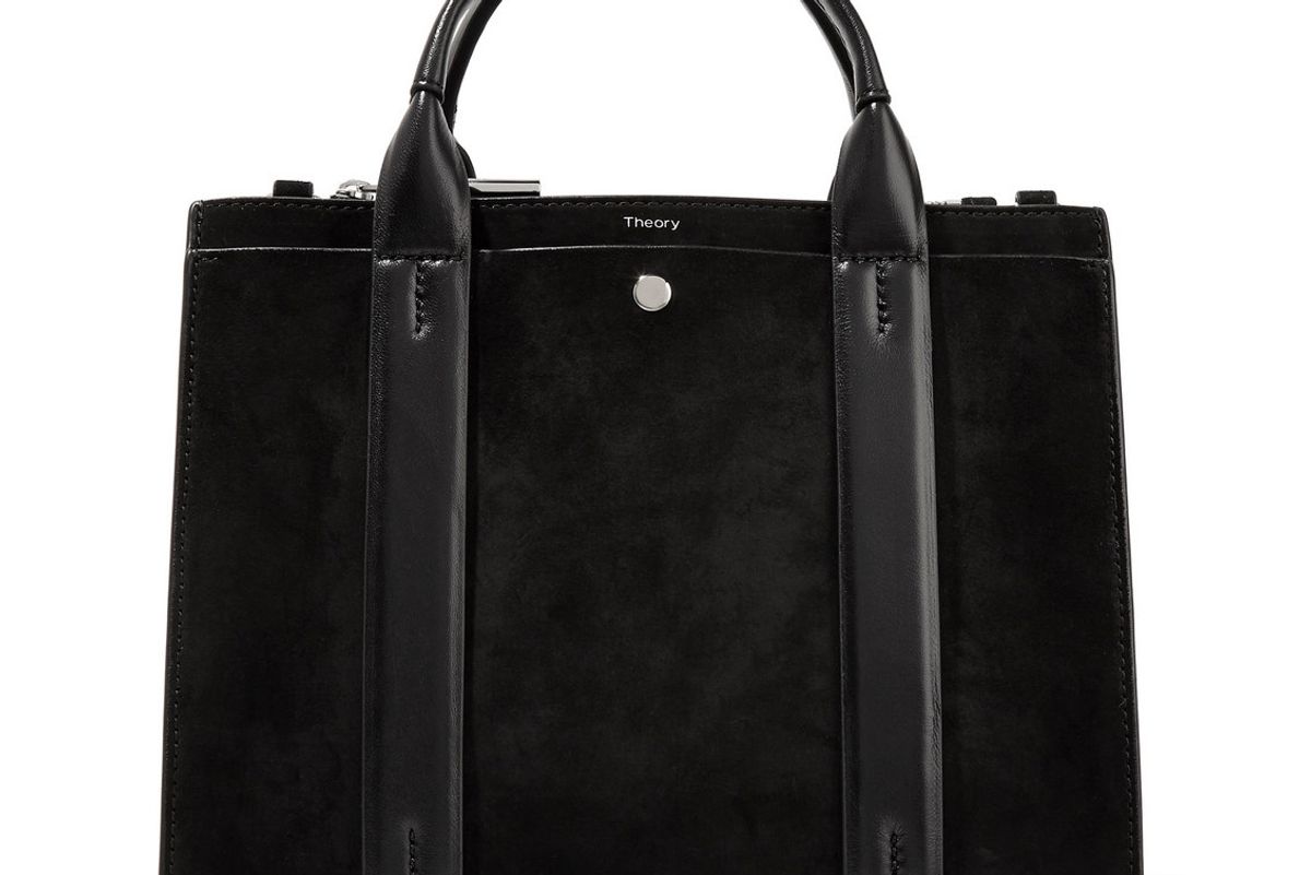 theory west mini leather trimmed suede tote
