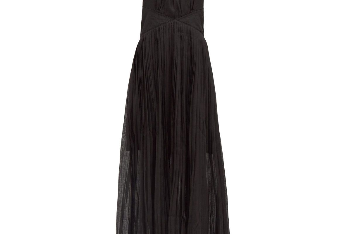 thierry colson vanessa halterneck cotton blend maxi dress