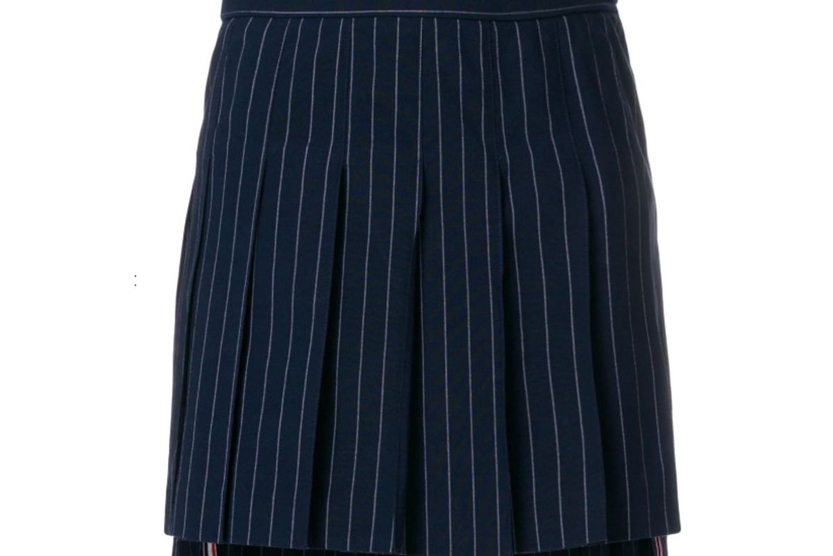 thom browne chalk stripe pleated mini skirt