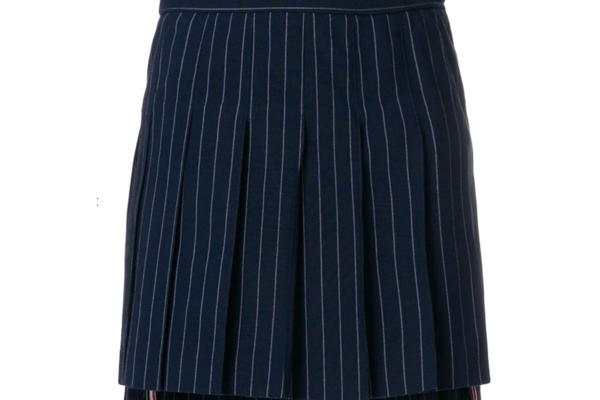 thom browne chalk stripe pleated mini skirt