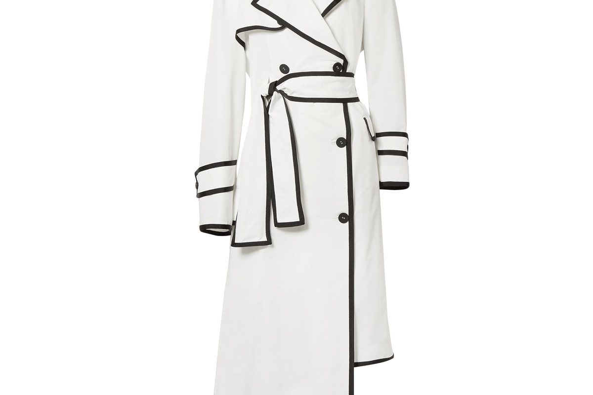 thom browne double breasted asymmetric shell trench coat