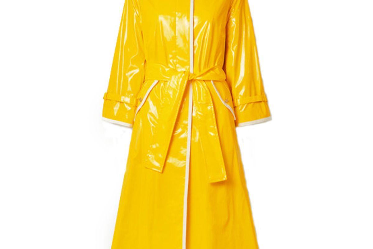 thom browne glossed pu trench coat