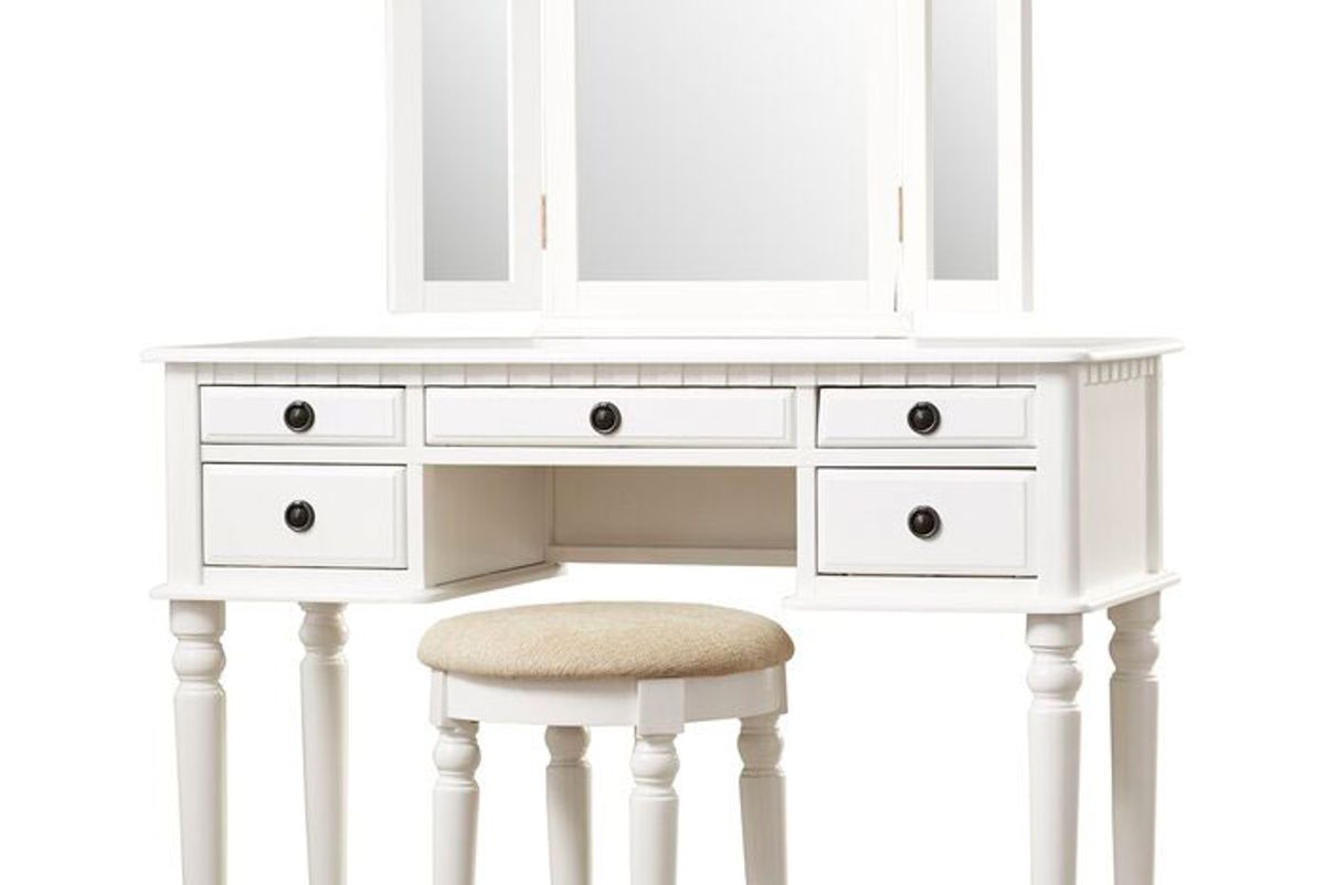 three posts torrance vanity set with stool and mirror