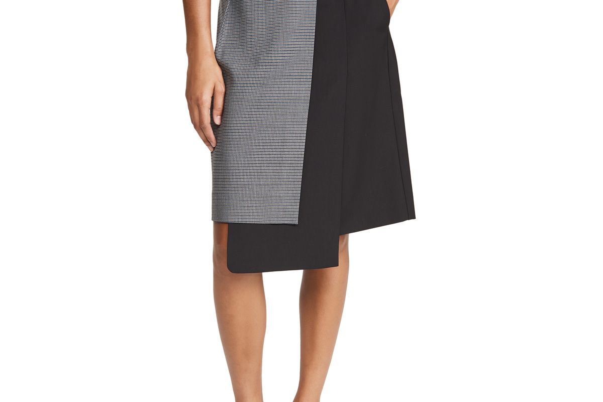 tibi auguste houndstooth flap skirt