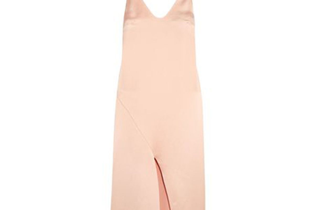 tibi draped satin slip dress