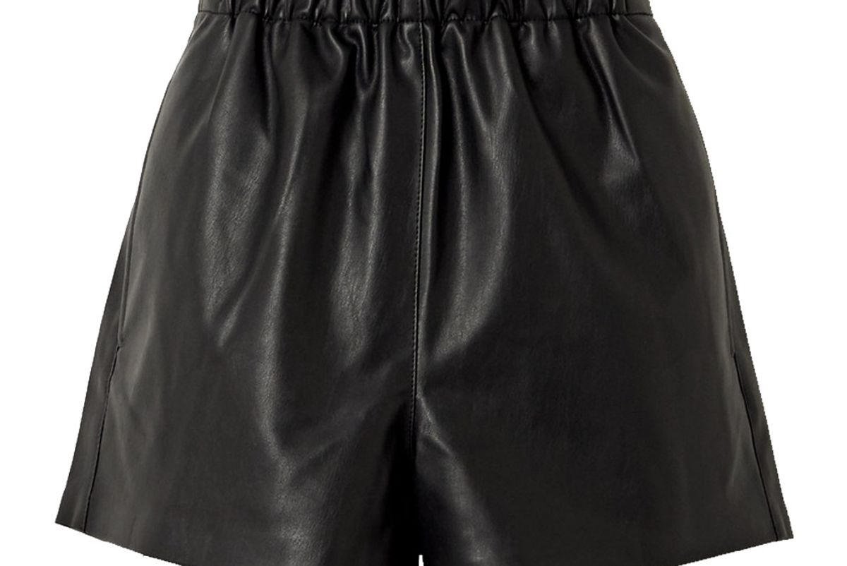 tibi faux leather shorts