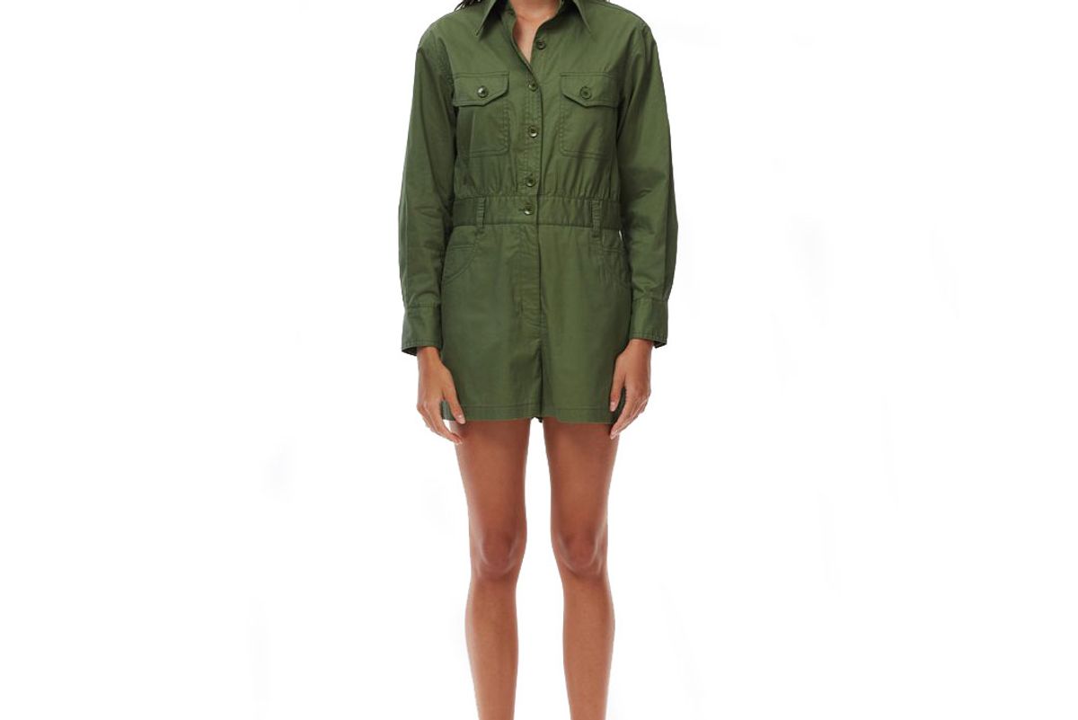 tibi feather weight cotton twill cargo short jumpsuit