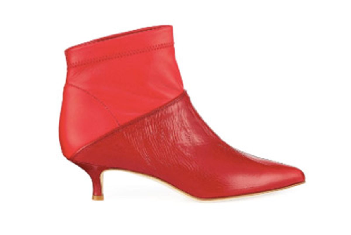 tibi jena ankle boot in textured red