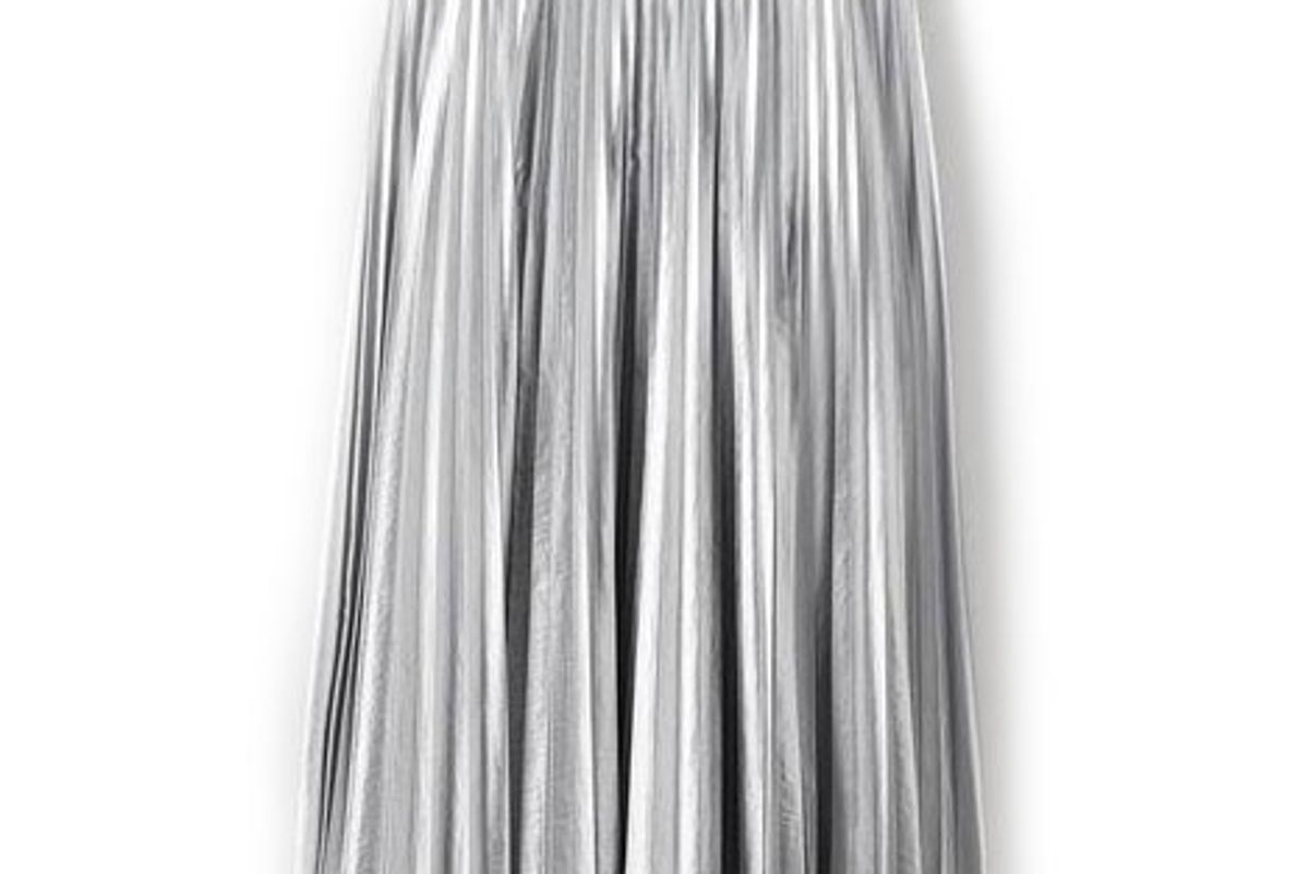 tibi metallic nylon pleated skirt