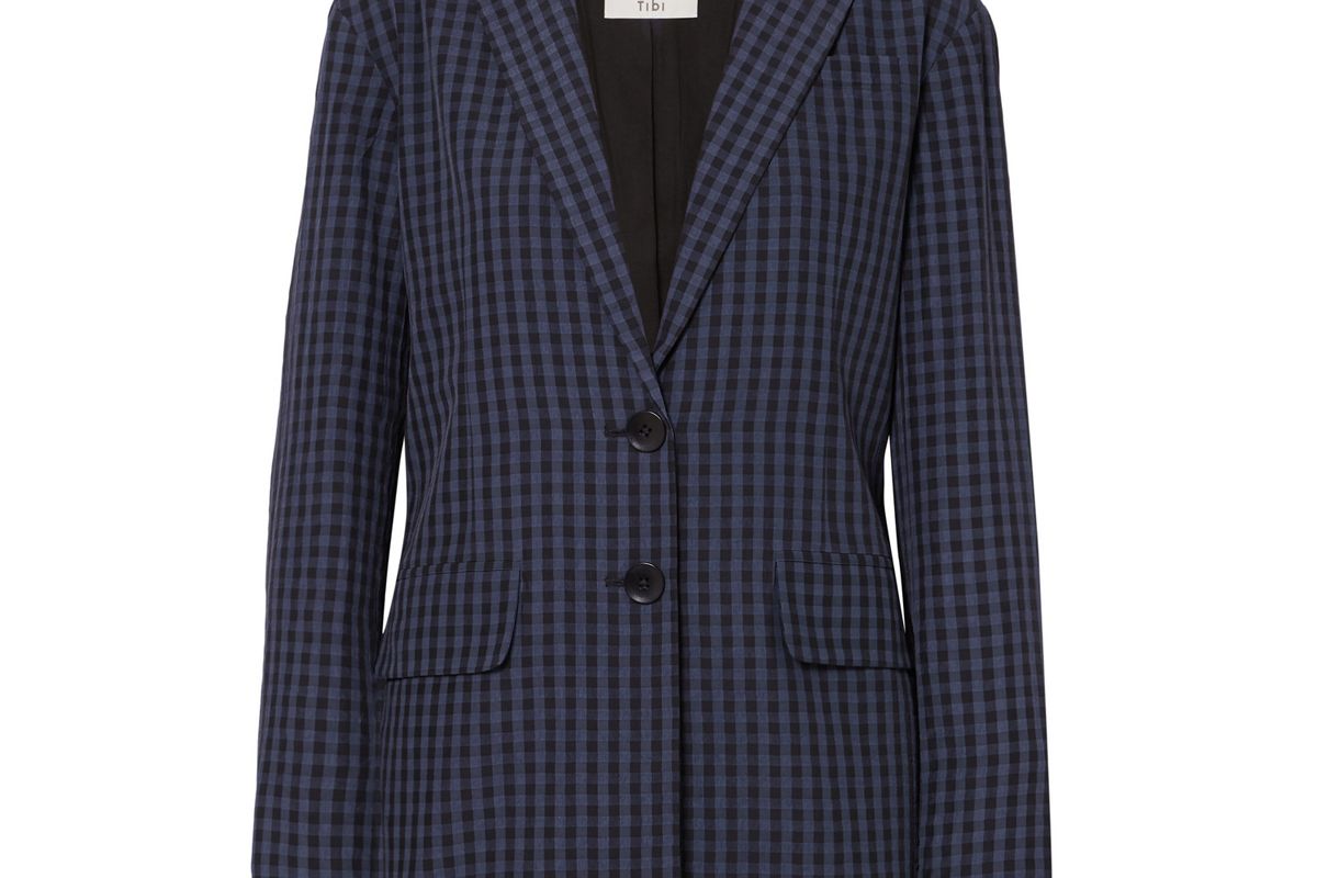 tibi oversized gingham seersucker blazer