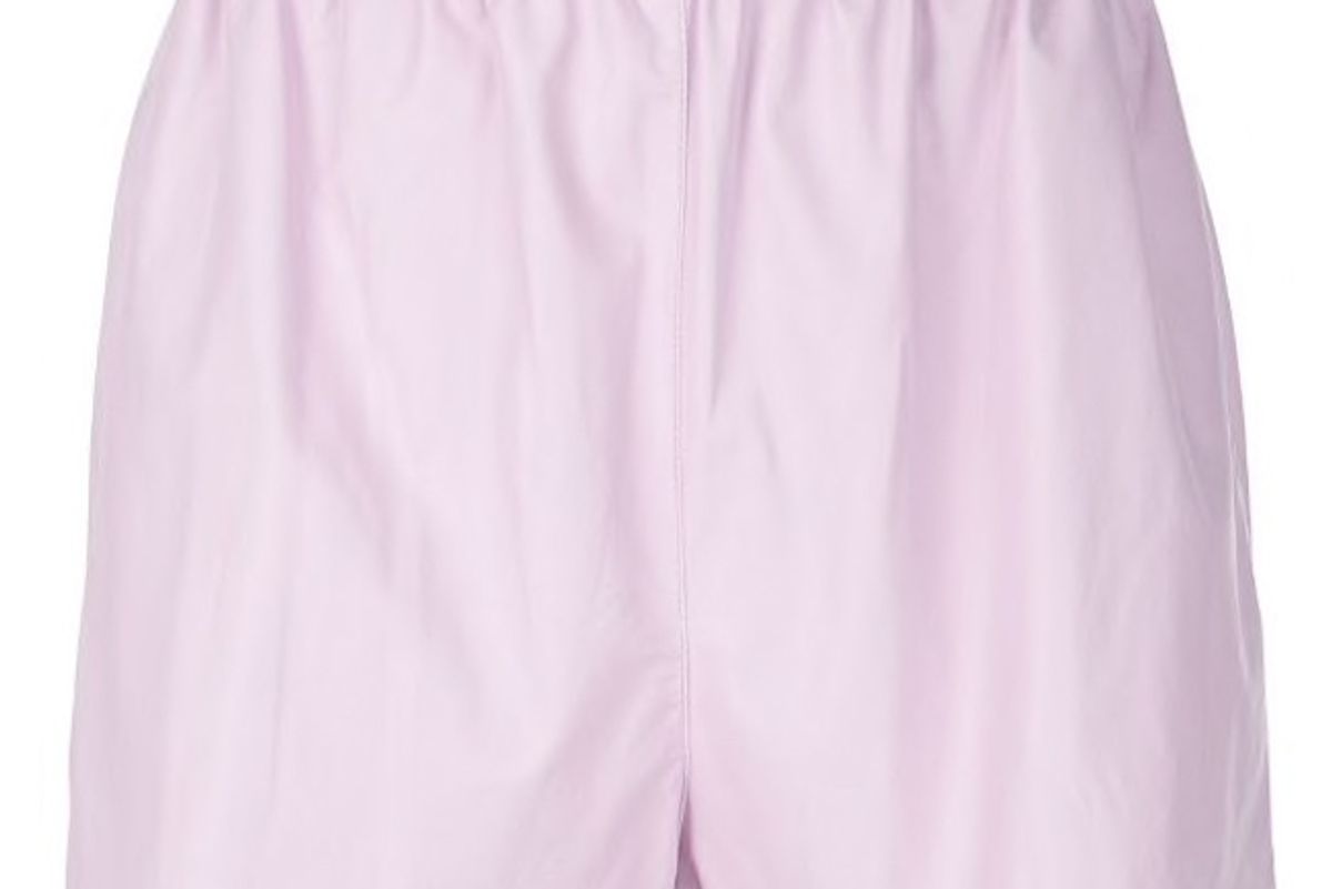 tibi tissue faux leather pull on shorts