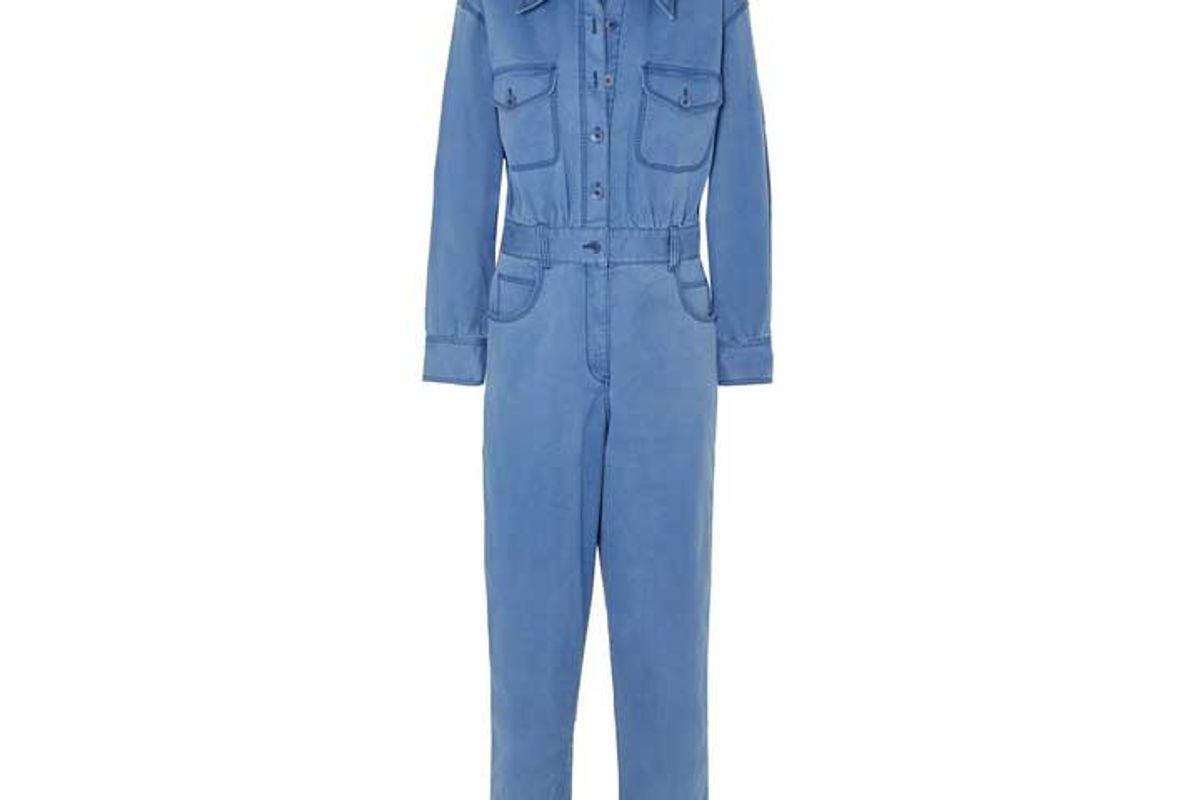 tibi washed cotton blend twill jumpsuit