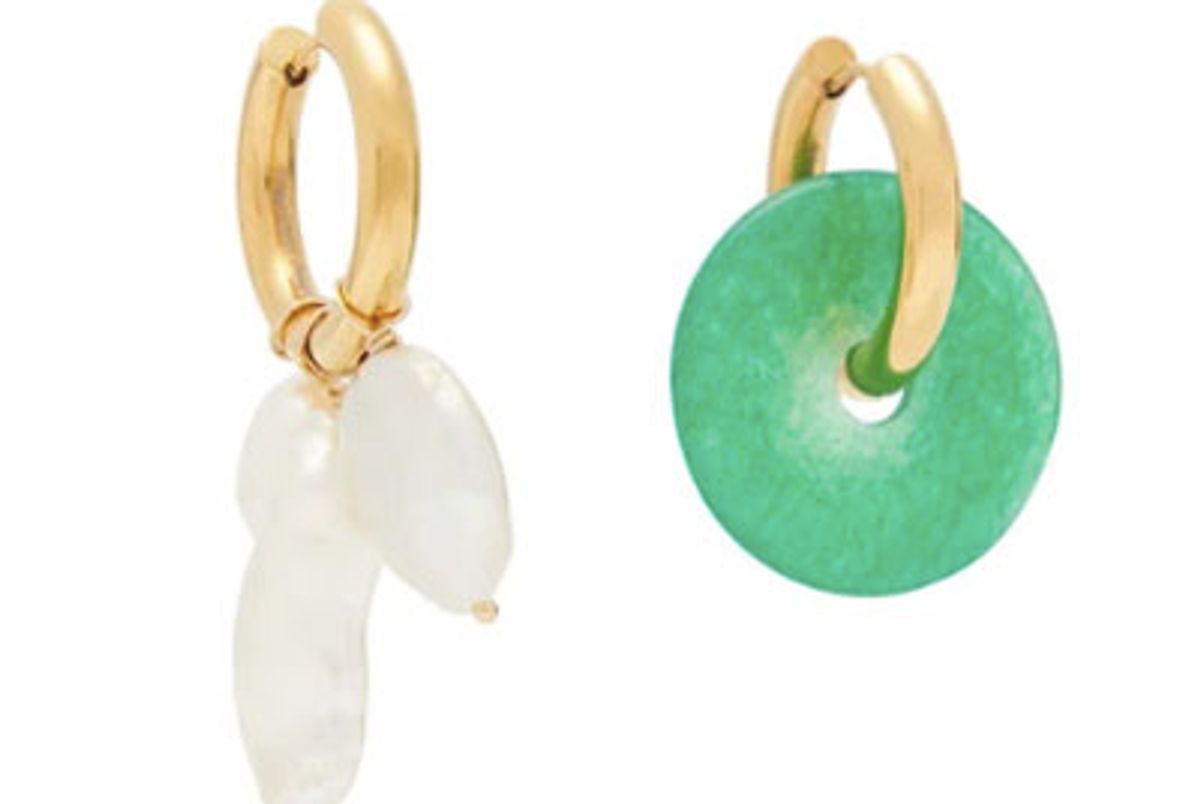 timeless pearly mismatched pearl and jade earrings