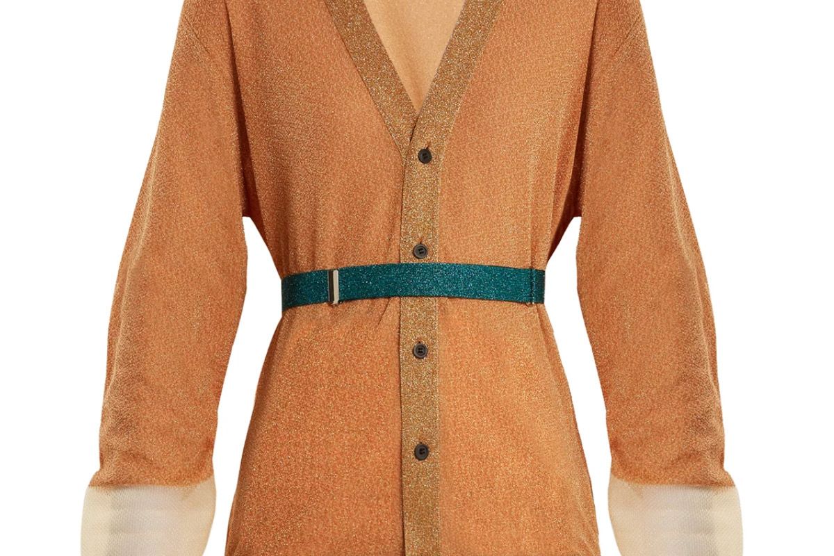 toga mesh cuff belted cardigan