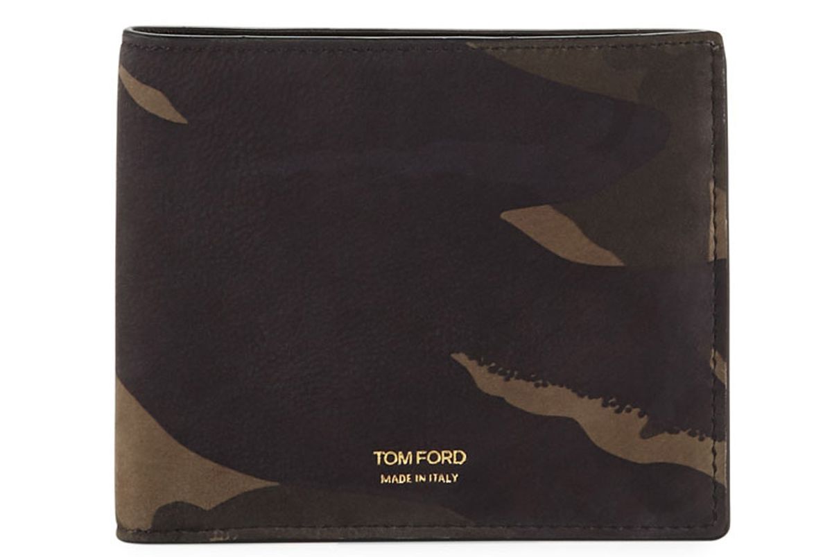 Camouflage-Print Leather Bi-Fold Wallet