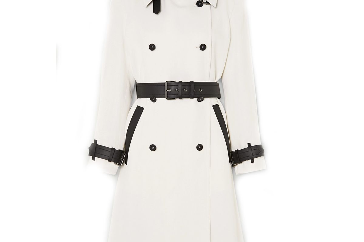 tom ford two tone leather trimmed canvas trench coat