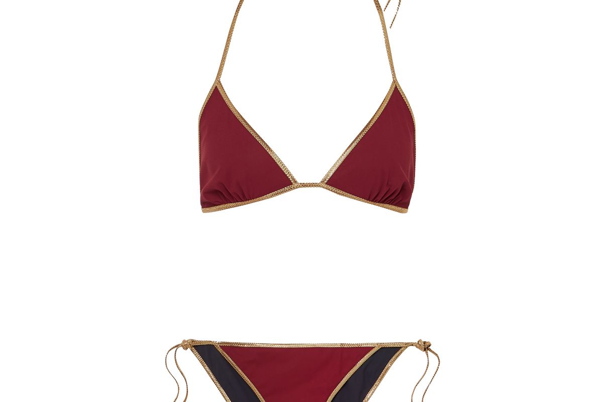 tooshie hampton reversible lurex trimmed triangle bikini