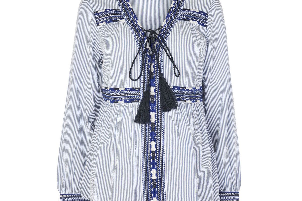 Maternity Stripe Embroidered Smock Top