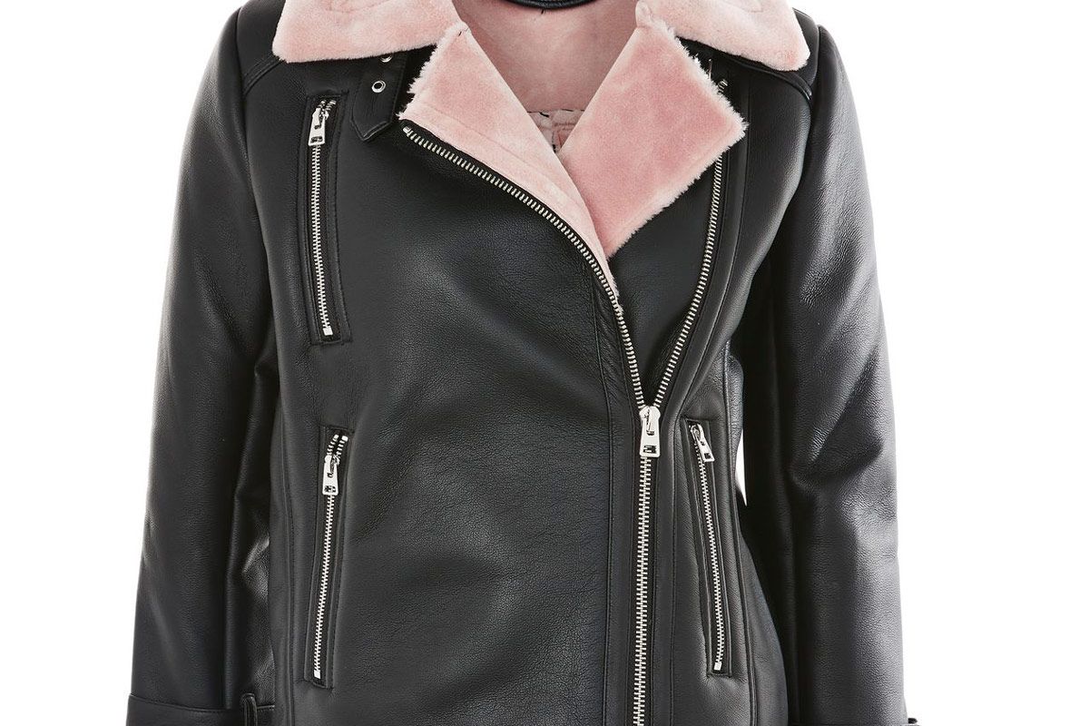 Faux Shearling Biker Jacket