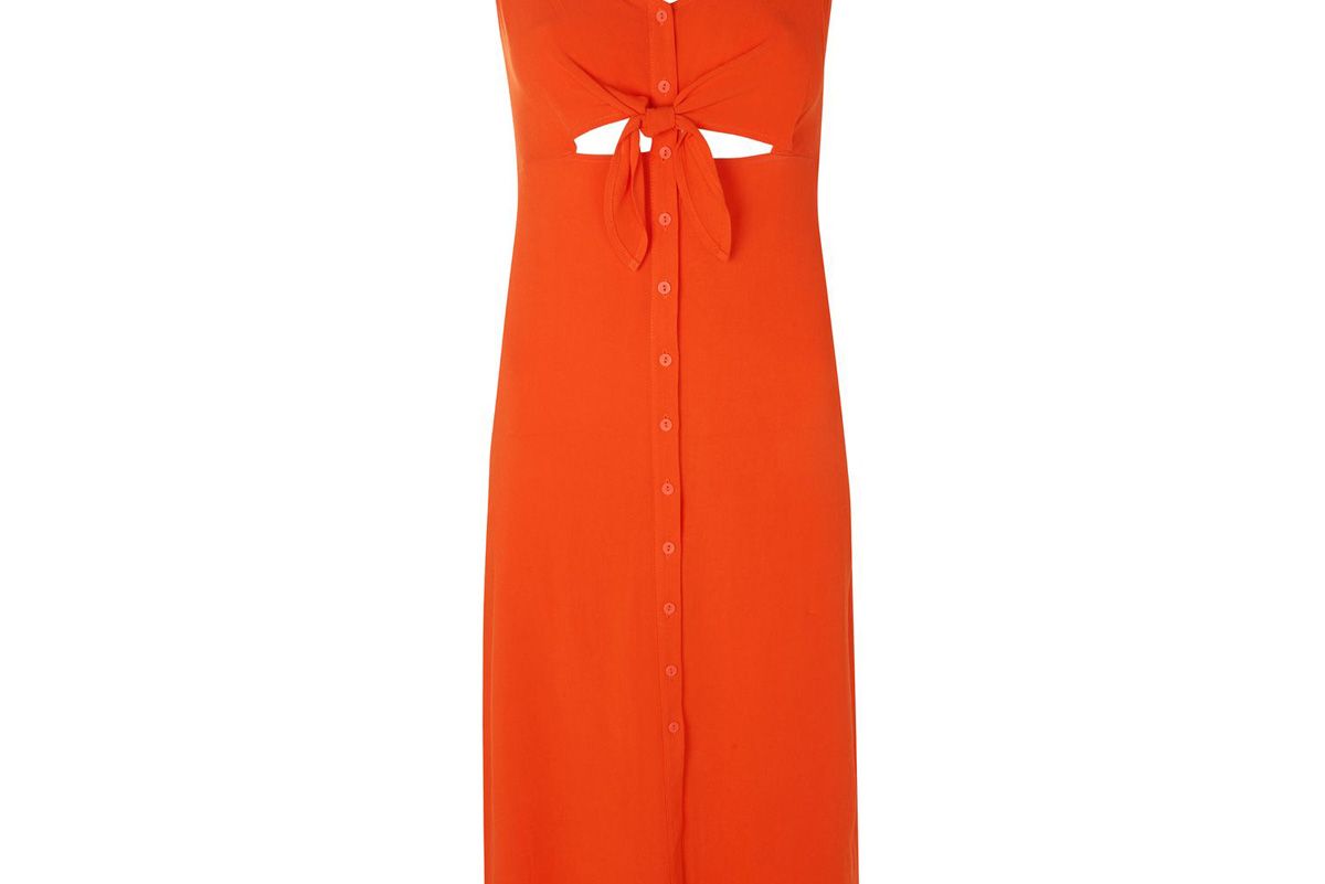 Knot Front Midi Slip Dress
