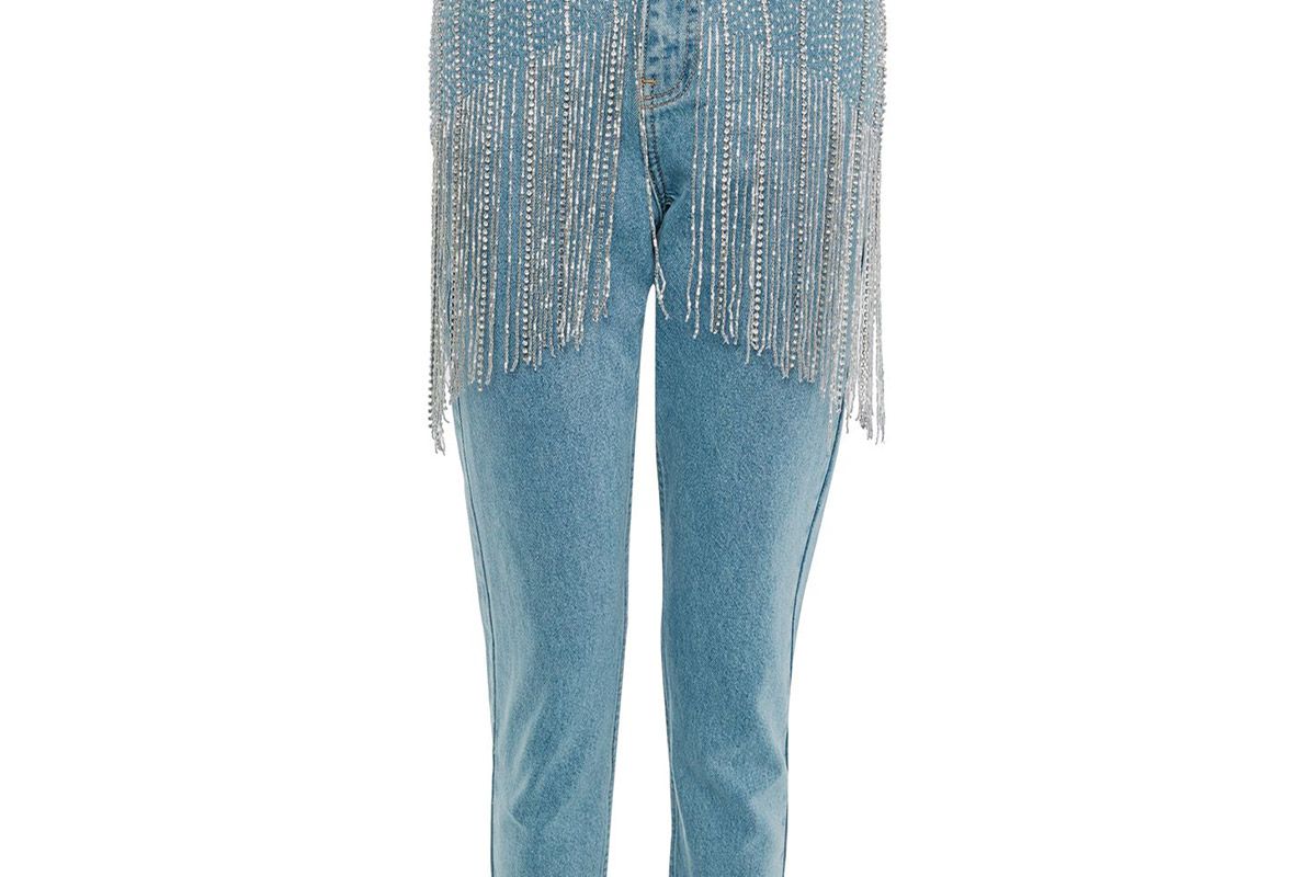 Limited Edition MOTO Diamante Fringe Waist Mom Jeans