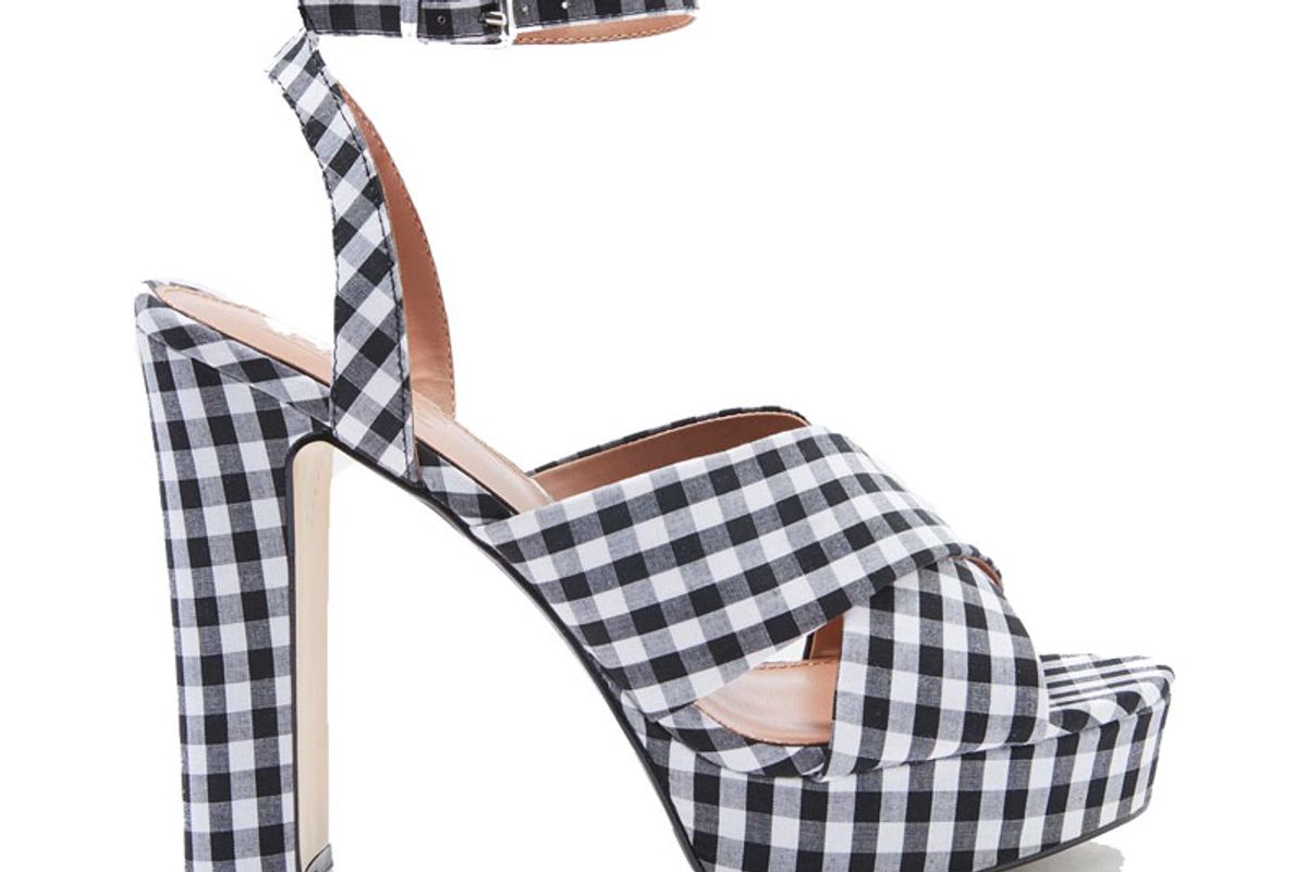 Madrid Gingham Cross Strap Platform Heels