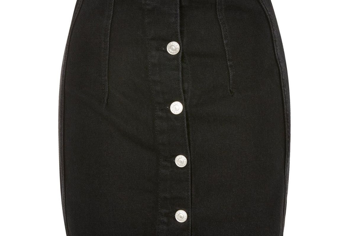 topshop moto button front denim mini skirt
