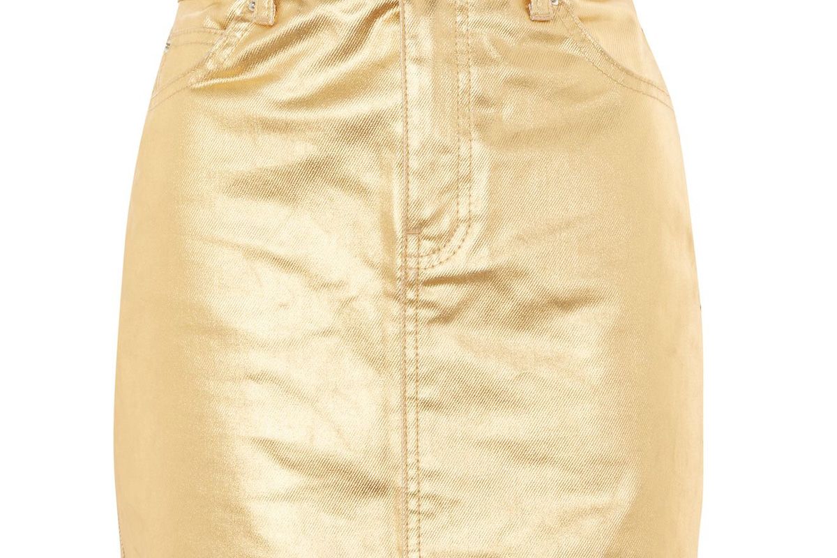 Moto Gold Denim Skirt