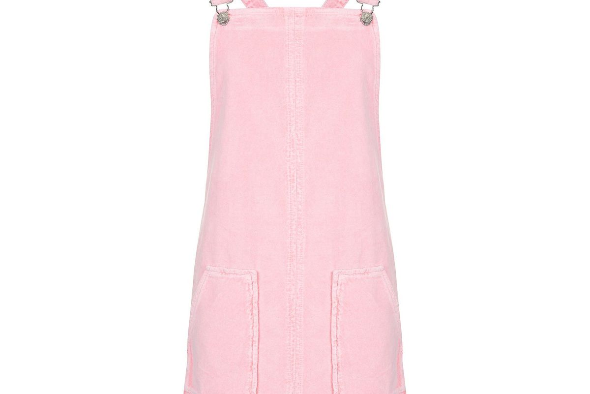MOTO Pink Velvet Pinafore Dress