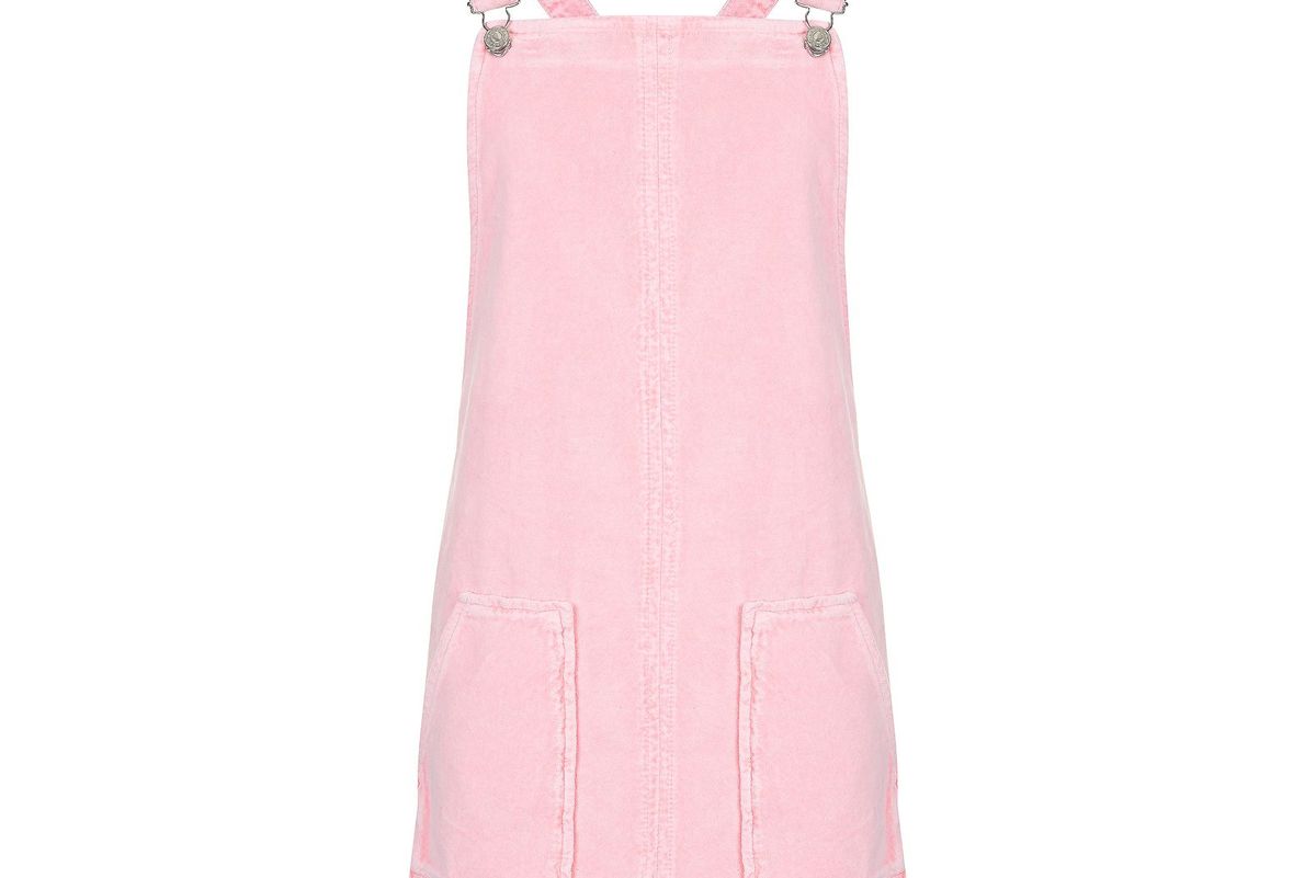 MOTO Pink Velvet Pinafore Dress