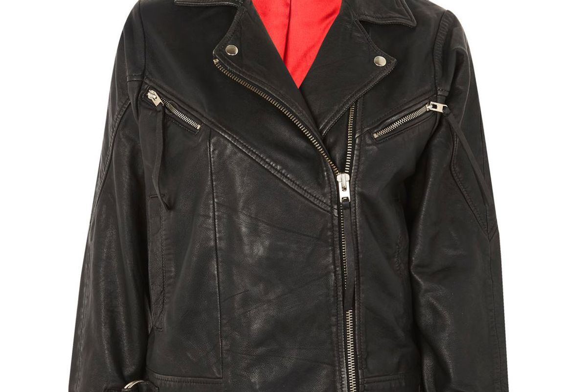 Oversized Leather Biker Jacket
